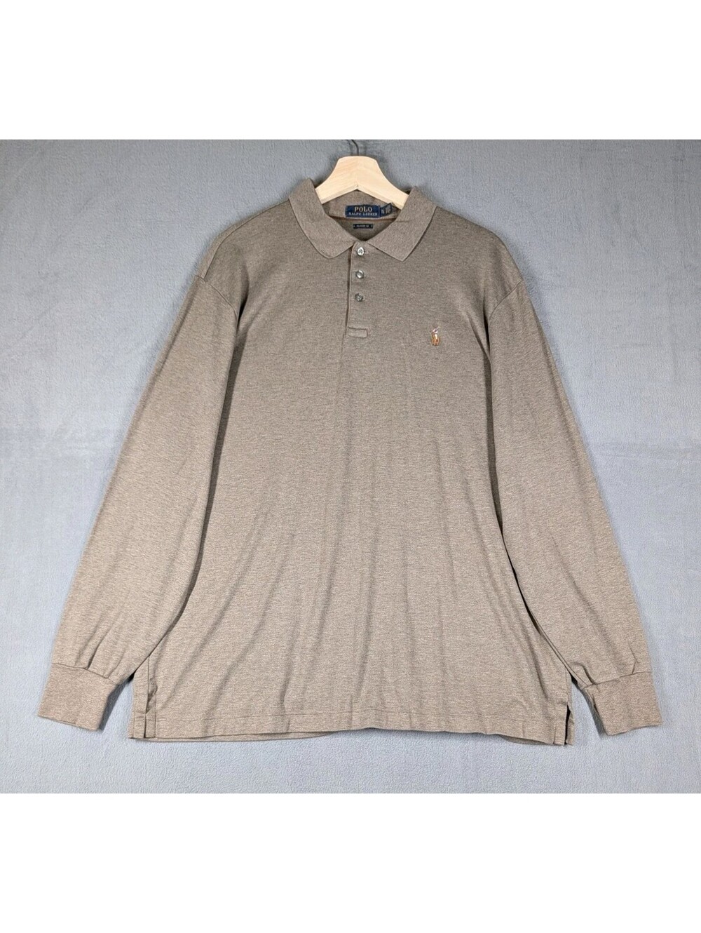 Polo Ralph Lauren Mens XL Gray Long Sleeve Pony Rugby Polo Shirt Classic Cotton